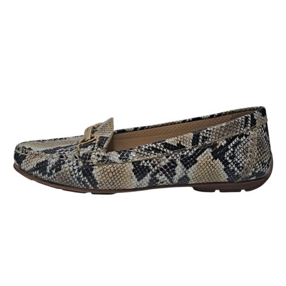 Geox Respira Phython Print Drive Moccasin Loafer Faux Leather Size 37 Biege/Mult - Picture 9 of 16